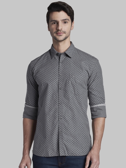 

Parx Men Grey Slim Fit Printed Casual Shirt