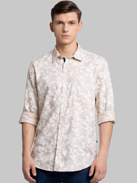 

Parx Men Beige & Off-White Slim Fit Printed Casual Shirt