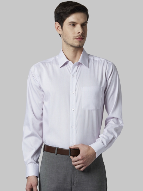 

Park Avenue Men Off-White & Blue Regular Fit Striped Formal Shirt