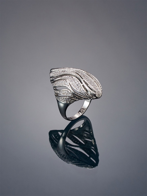 

shaze Women Silver-Plated CZ-Studded Finger Ring