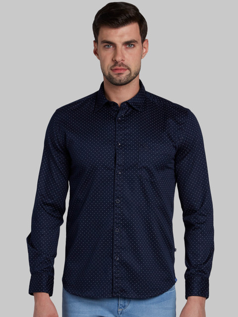 

Parx Men Navy Blue Slim Fit Printed Casual Shirt