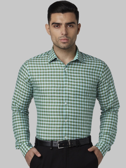

Park Avenue Men Green Slim Fit Checked Formal Shirt