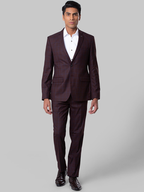 

Raymond Men Maroon Checked Regular-Fit Single-Breasted Formal Suit