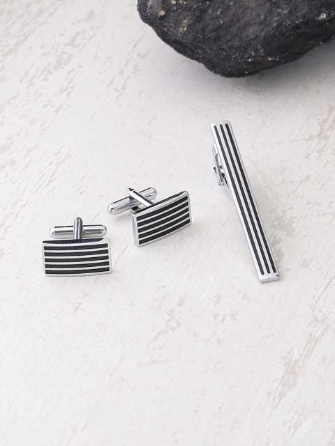 

Dare by Voylla Men Silver-Toend & Black Accessory Gift Set