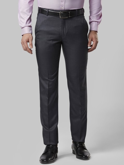 

Next Look Men Blue Slim Fit Solid Formal Trousers