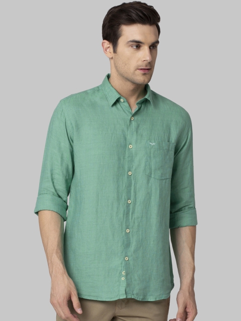 

Park Avenue Men Green Slim Fit Solid Linen Casual Shirt