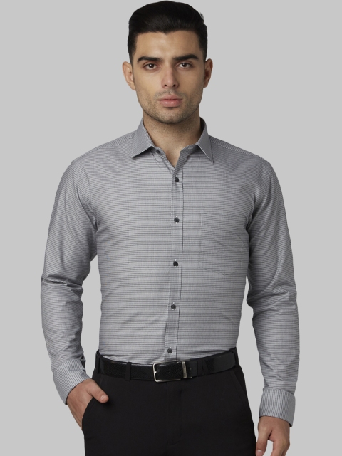 

Park Avenue Men Grey & Black Slim Fit Self Design Formal Shirt