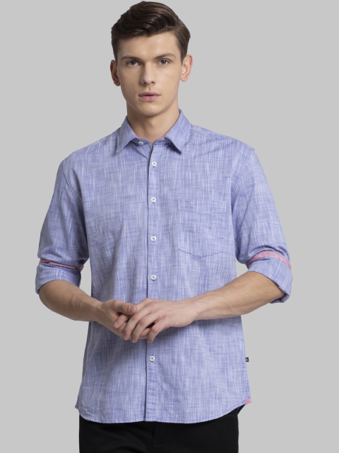

Parx Men Blue Slim Fit Solid Casual Shirt