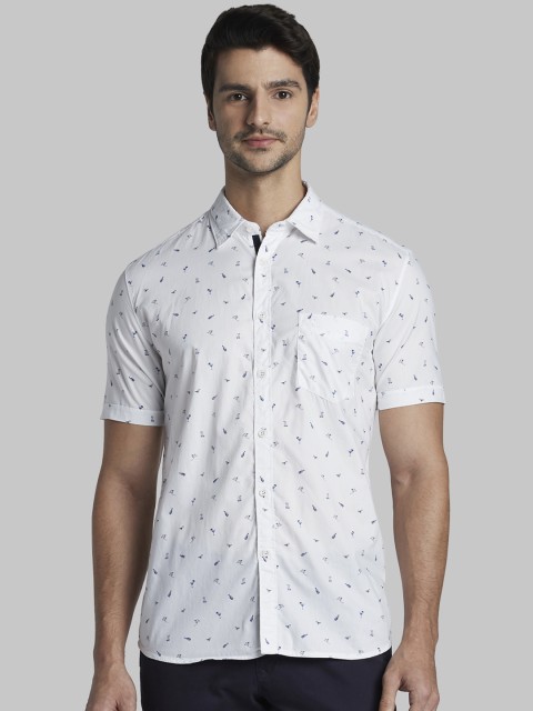 

Parx Men White Slim Fit Printed Casual Shirt