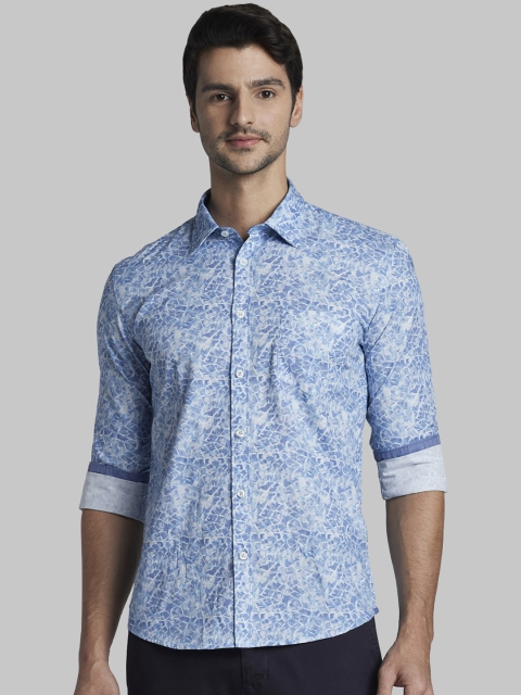 

Parx Men Blue Slim Fit Printed Casual Shirt