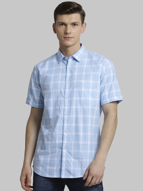 

Parx Men Blue Slim Fit Checked Casual Shirt