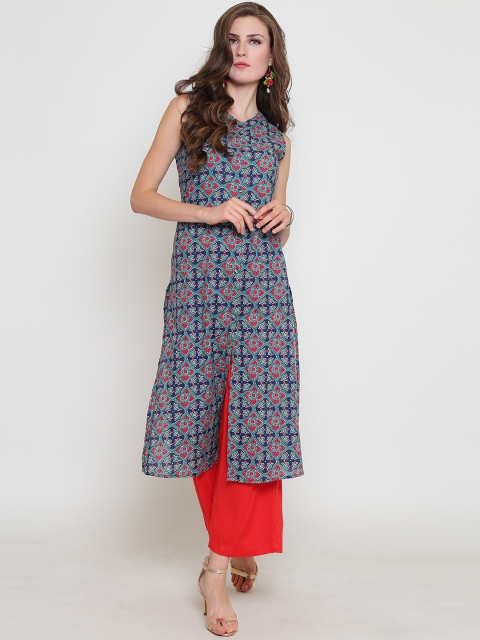 

Sera Women Green & Maroon Printed Kurta with Palazzos