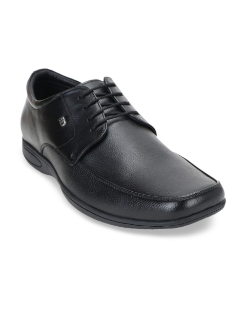 

ID Men Black Solid Formal Leather Derbys
