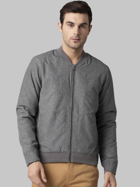 

Park Avenue Men Grey Solid Bomber Jacket