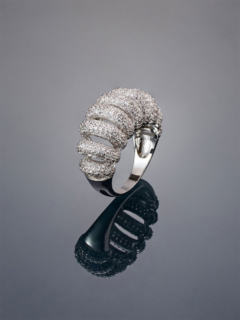

shaze Women Silver-Plated Cubic Zirconia Studded Finger Ring
