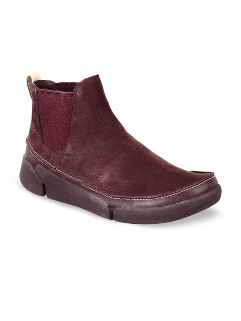 

Clarks Women Burgundy Leather Flat Boots
