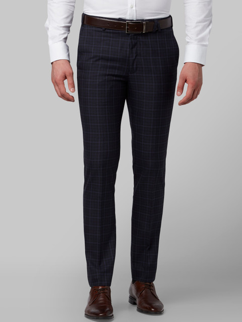 

Park Avenue Men Blue Regular Fit Checked Formal Trousers