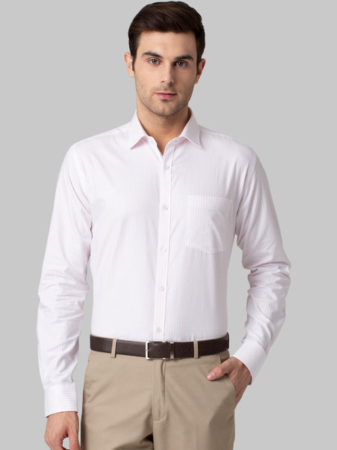

Park Avenue Men White & Red Slim Fit Striped Formal Shirt