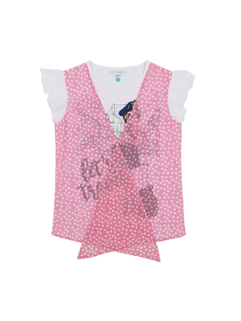 

Pantaloons Junior Girls White Pure Cotton Printed Top