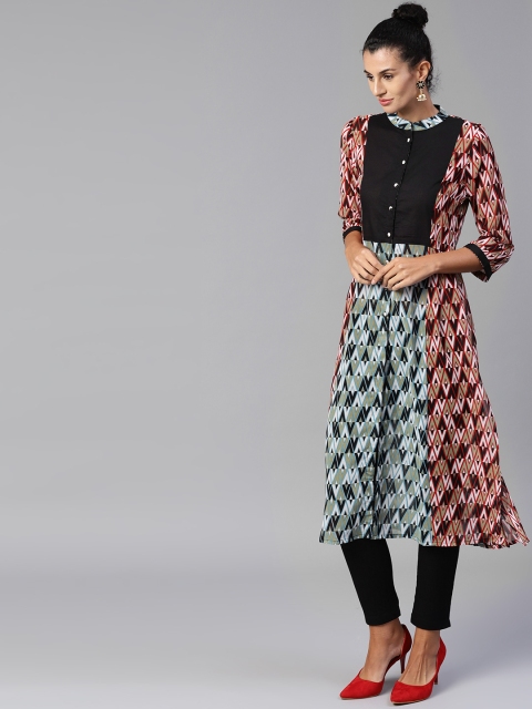 

Tulsattva Women Red & Black Printed Kurta with Trousers