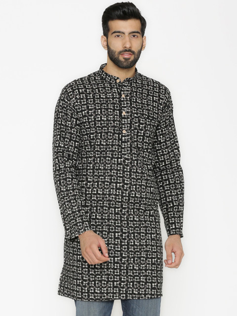 

Wintage Men Black & Beige Printed Straight Kurta