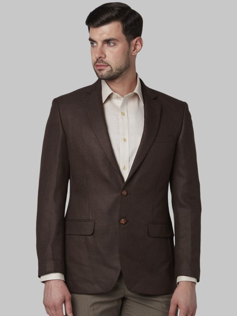 

Park Avenue Men Brown Solid Slim-Fit Single-Breasted Formal Blazer