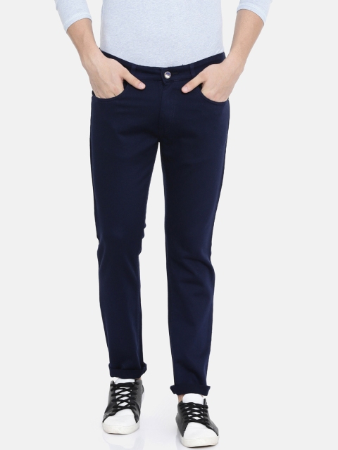 

CINOCCI Men Navy Blue Slim Fit Mid-Rise Clean Look Stretchable Jeans