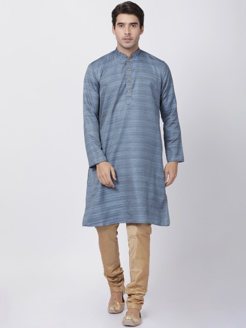 

VASTRAMAY Men Grey & Beige Striped Kurta with Pyjamas