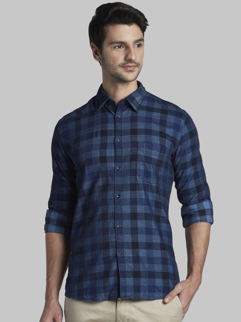 

Parx Men Blue Slim Fit Checked Casual Shirt