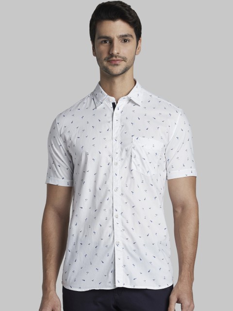 

Parx Men White Slim Fit Printed Casual Shirt