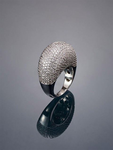 

shaze Women Silver-Plated Cubic Zirconia Studded Finger Ring