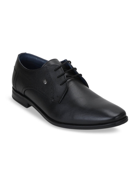 

ID Men Black Solid Formal Leather Derbys