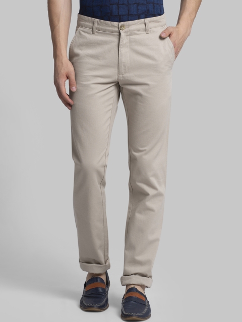 

Parx Men Cream-Coloured Slim Fit Solid Regular Trousers