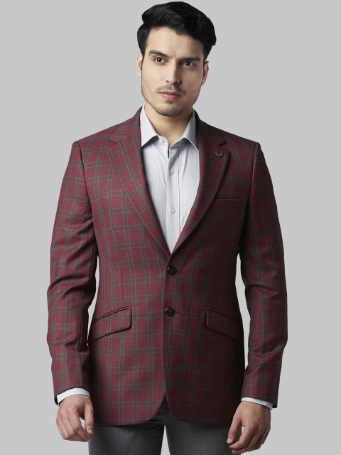 

Raymond Men Maroon Checked Regular-Fit Single-Breasted Formal Blazer