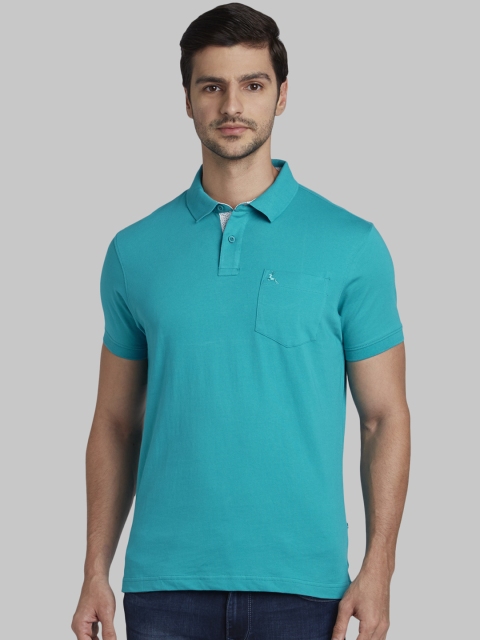 

Parx Men Blue Solid Polo Collar T-shirt