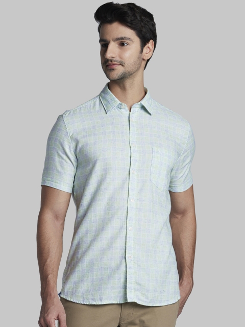 

Parx Men Green Slim Fit Checked Casual Shirt