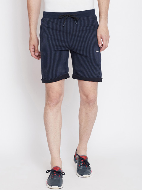

Okane Men Navy Blue Striped Regular Fit Regular Shorts