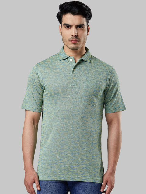

Raymond Men Green Printed Polo Collar T-shirt