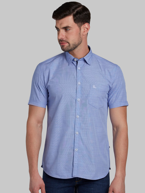 

Parx Men Blue Slim Fit Self Design Casual Shirt