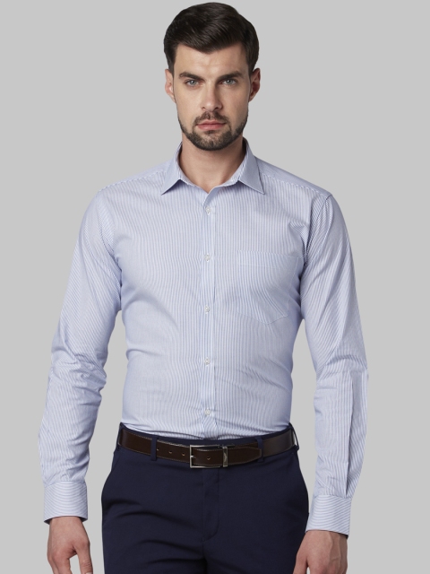 

Park Avenue Men Blue & White Slim Fit Striped Formal Shirt