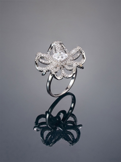 

shaze Women Silver-Plated CZ-Studded Finger Ring