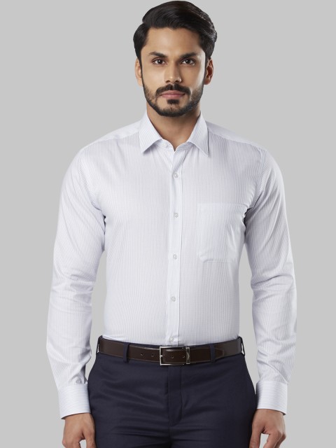 

Raymond Men White Regular Fit Striped Formal Shirt