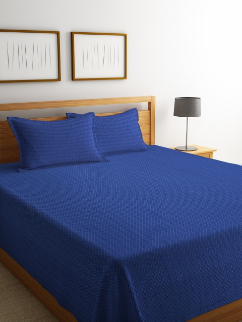 

Soumya Blue Printed Double Bed Cover with 2 Pillow Covers