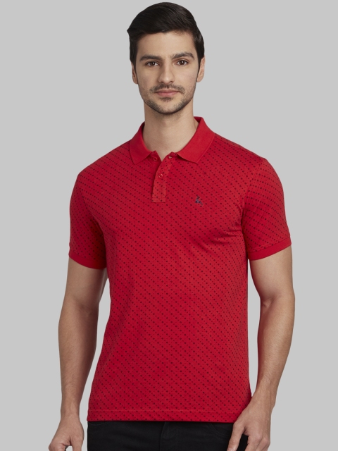 

Parx Men Red Printed Polo Collar T-shirt