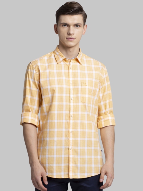 

Parx Men Yellow & Off-White Slim Fit Checked Casual Shirt