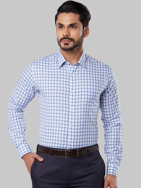 

Next Look Men Blue & White Regular Fit Checked Formal Shirt