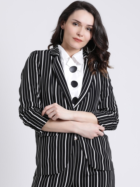 

Kazo Women Black & White Striped Jacket