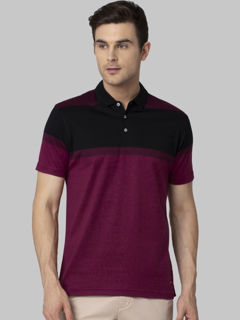 

Park Avenue Men Maroon Colourblocked Polo Collar T-shirt
