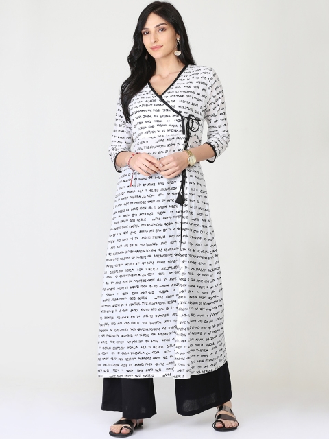 

Abhishti Women White & Black Printed A-Line Kurta