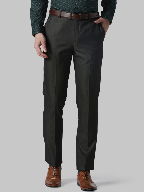 Park Avenue Men Grey Regular Fit Solid Formal Trousers